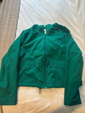 Sincerely Jules Emerald Green Hooded Zip Raincoat